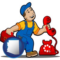 arizona map icon and a telephone repairman