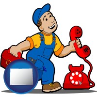 colorado map icon and a telephone repairman