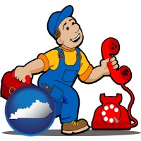 kentucky map icon and a telephone repairman
