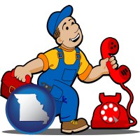 missouri map icon and a telephone repairman