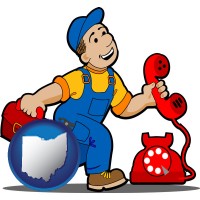 ohio map icon and a telephone repairman
